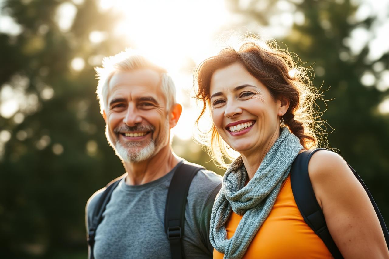 Healthy active European couple enjoying balanced wellness